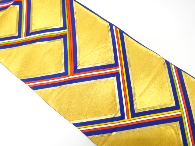 JAPANESE KIMONO / ANTIQUE FUKURO OBI / SILK / WOVEN FENCE